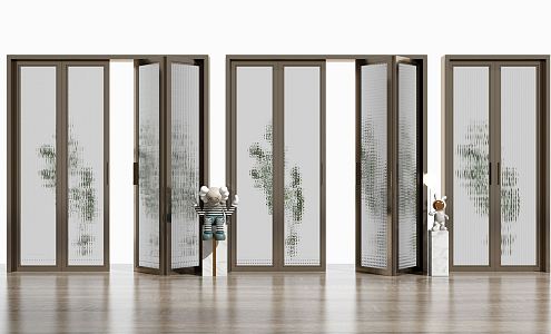 Modern folding door aluminum alloy glass door folding door combination 3d model