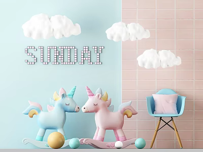 Modern Toy Children's Trojan Rocking Chair Leisure Chair Cloud Shape Chandelier 3d model