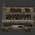 Classic Bar Interior With Checkerboard Floor Yellow Bar Stools And Wooden Counter