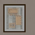Stylish Wall Decor Artwork With Black Frame And Woven Wooden Structures On Gray Wall