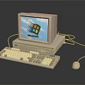 Vintage Desktop Computer with Windows 95 Monitor Tower Keyboard and Mouse