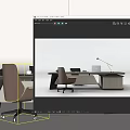 Modern Office Desk Setup With Laptop Office Chair Desk Lamp And Accessories
