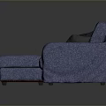 Blue L Shaped Fabric Sofa With Throw Pillows And Blanket For Living Room