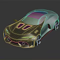 Futuristic Sports Car With Sleek Body Design Blue Accent Lines Aerodynamic Shape And Unique Wheels
