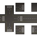 Road Infrastructure at Urban Intersection with Pedestrian Crossings and Lane Markings