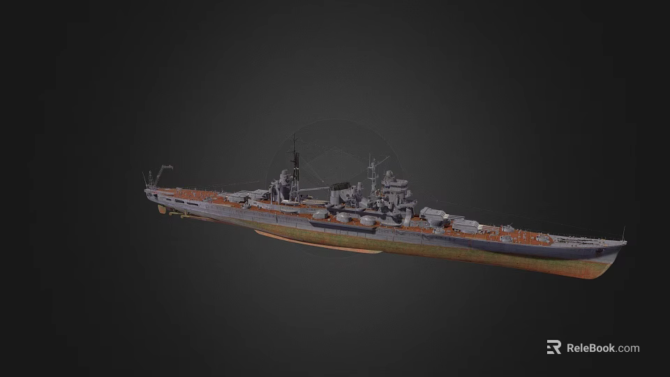 Detailed Military Battleship Naval Weapon Model With Deck Cannons And Structure 3d model 