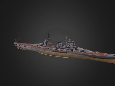 Detailed Military Battleship Naval Weapon Model With Deck Cannons And Structure 3d model