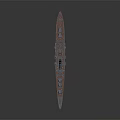 3D Warship Model With Gray Hull Orange Bottom Deck And Turrets 3d model