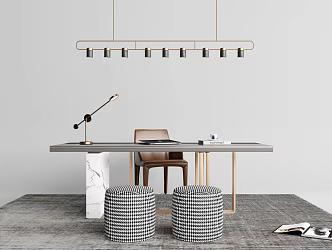Light Luxury Desk and Chair Desk and Chair Combination 3d model