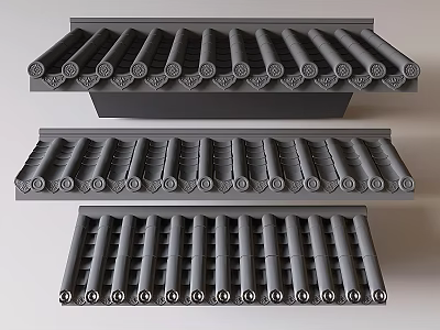 Traditional Roof Tile Architectural Components With Various Curved And Flat Patterns And Classic Designs 3d model