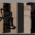 Modern Screen Room Divider With Abstract Art Female Figure And Beige Background