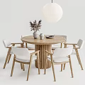 Nordic Casual Table and Chair Combination Round Dining Table and Chair 3d model