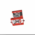 Industrial Scissor Lift Table With Red Frame Black Platform And Silver Mechanism