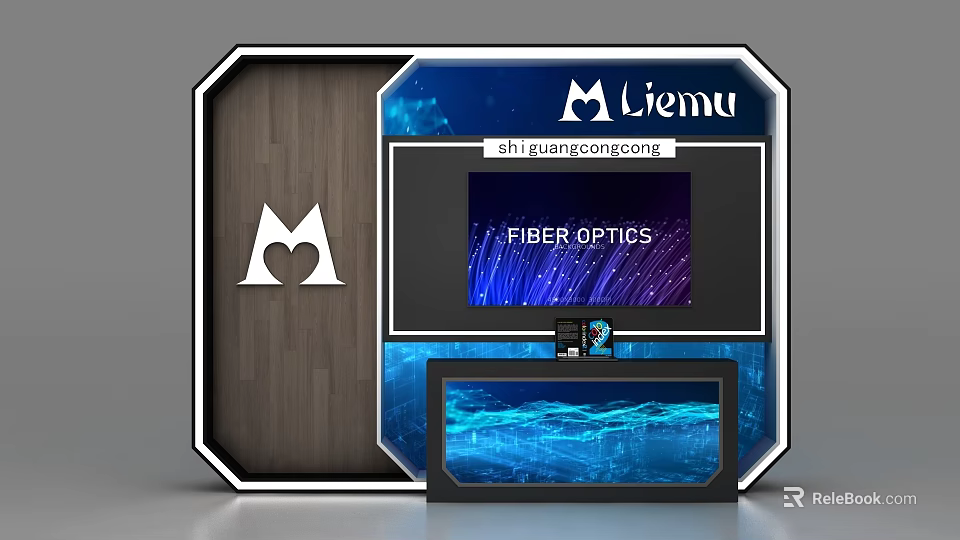 Liemu Modern Display Shelves With Fiber Optics Digital Screen And Illuminated Design 3d model 