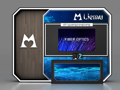 Liemu Modern Display Shelves With Fiber Optics Digital Screen And Illuminated Design 3d model