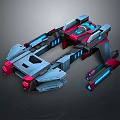 Futuristic Sci Fi Mechanical Structure With Glowing Blue Red Lights And Intricate Components 3d model