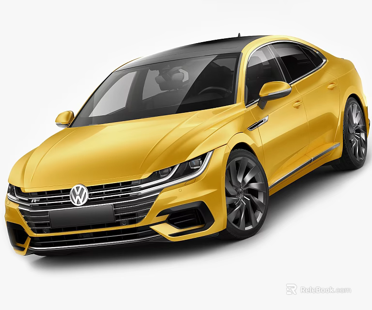 Yellow Volkswagen Coupe Car With Sleek Exterior And Black Alloy Wheels 3d model 