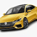Yellow Volkswagen Coupe Car With Sleek Exterior And Black Alloy Wheels