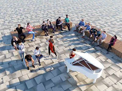 Modern multi-person sitting performance characters 3d model