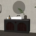 Retro bathroom cabinet mirror combination 3d model