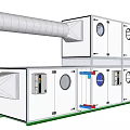 Industrial Control Equipment with Multiple White Enclosures Long Pipes and Circular Ports