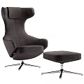 Ergonomic Office Chair With High Backrest Armrests And Matching Fabric Ottoman Metal Base