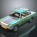 Vintage Green Classic Car With Rusty Exterior And Roof Rack Design