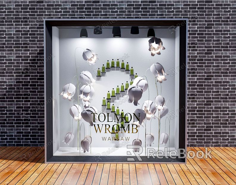 Modern Window Advertising Window Display Cabinet Door Head Flower Plant Decoration Wash & Protection Products Shampoo model