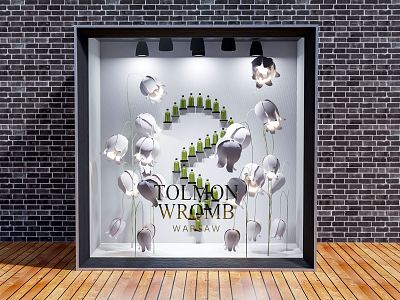 Modern Window Advertising Window Display Cabinet Door Head Flower Plant Decoration Wash & Protection Products Shampoo model