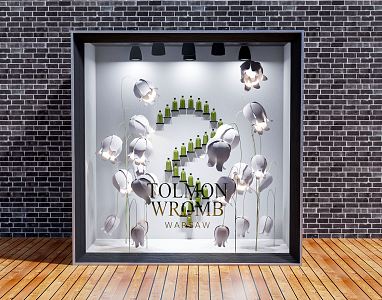 Modern Window Advertising Window Display Cabinet Door Head Flower Plant Decoration Wash & Protection Products Shampoo 3d model