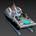 Luxury Yacht With Volcano Shaped Top Deck Pool And Palm Trees