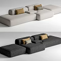 Modern Modular Sectional Sofa With Light Dark Gray Upholstery And Decorative Pillows 3d model