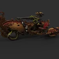 Fantasy Vintage Motorcycle With Intricate Wooden Carvings And Metal Gears