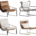 Modern Leisure Chairs Featuring Various Materials Metal Frames And Soft Cushions 3d model
