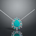 Elegant Silver Chain Necklace With Teardrop Turquoise Pendant And Small Turquoise Stones