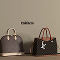 Louis Vuitton Classic Handbags With Brown Monogram And Black Damier Check Leather Handles