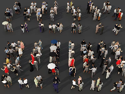 Crowd of Diverse People Gathered Together in Various Poses and Attire for Social Gathering 3d model