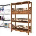 Wooden Bookcase With Multiple Open Shelves And Drawers For Book Storage