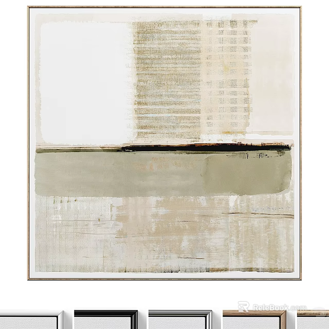 Contemporary Abstract Painting With Neutral Tones Textured Layers And Horizontal Brush Strokes 3d model 