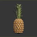 Fresh Ripe Pineapple With Golden Yellow Spiky Exterior And Green Leafy Top