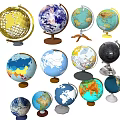 Assorted Globe Decorative Ornament Set With Various Colors Sizes And Stands