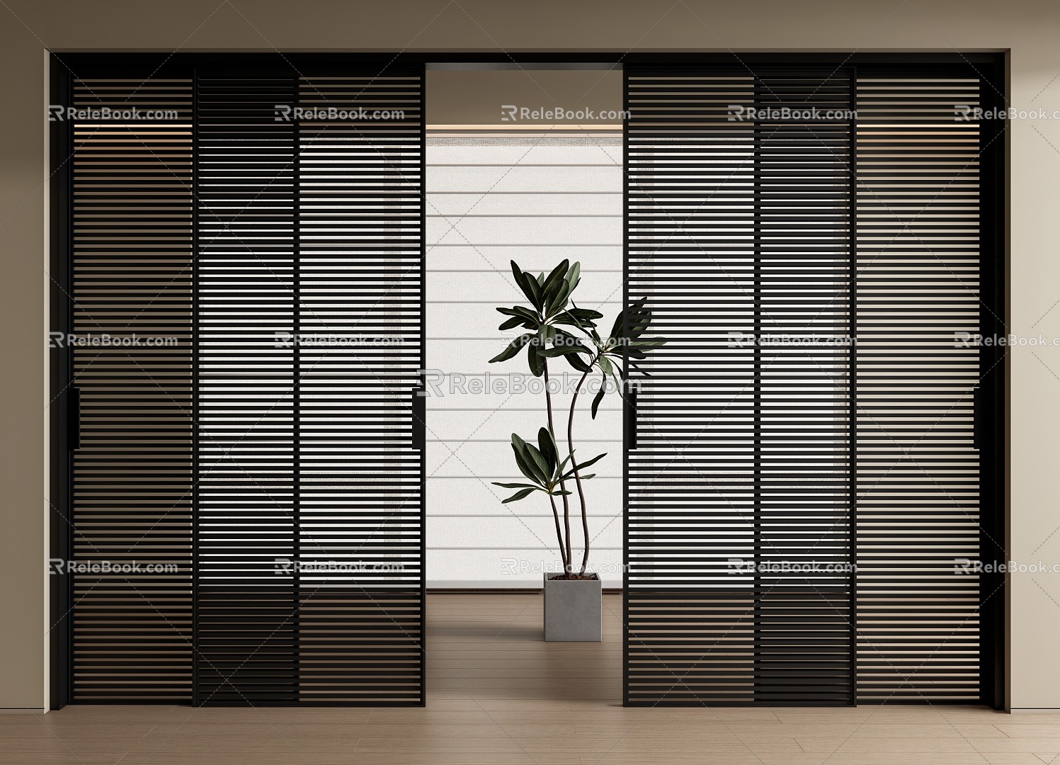 Modern Grille sliding door grille sliding door partition door cloakroom grille door 3d model