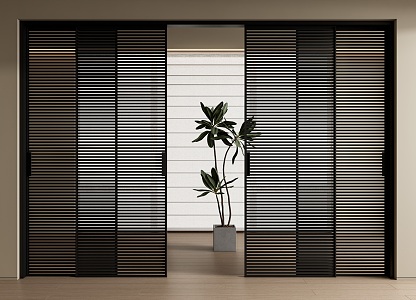 Modern Grille sliding door grille sliding door partition door cloakroom grille door 3d model