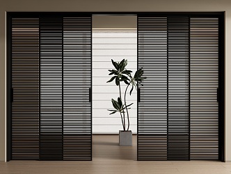 Modern Grille sliding door grille sliding door partition door cloakroom grille door 3d model