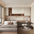 Tatami Bedroom Interior Design With Window Blinds Shelves Desk And White Cabinets
