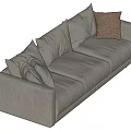 Modern Light Gray Fabric Sectional Sofa With Decorative Throw Pillows 3d model