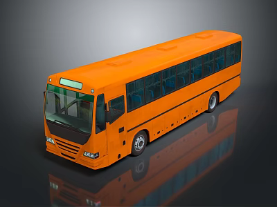 Orange Modern City Bus With Sleek Exterior Large Windows And Shiny Surface 3d model