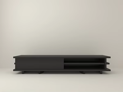 Black Modern TV Stand with Drawer and Open Shelves Simple Design Living Room Furniture 3d model