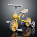 Yellow And Gray Children's Tricycle With Three Wheels Seat And Handlebar