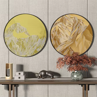 New Chinese Round Frame Painting Round Decorative Painting 3d model